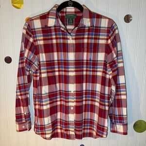 Lauren Ralph Lauren Women’s  Red Plaid Button Down Shirt Medium